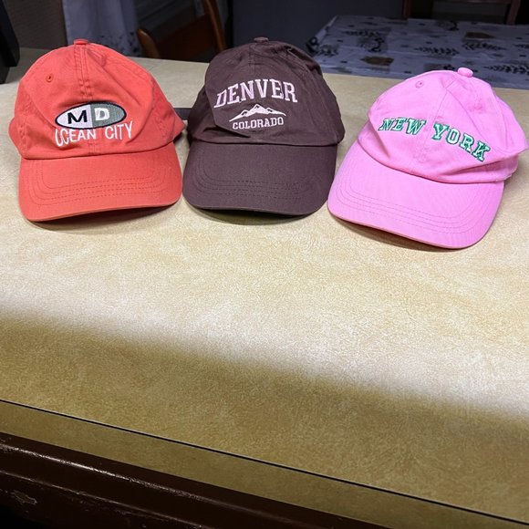 3 Women\'s Baseball Caps - Ocean City, MD, Denver & New York